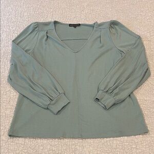 Elegant V-Neck Blouse in Soft Green